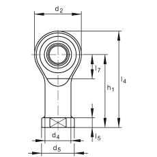 桿端軸承 GIKSL5-PS, 根據 DIN ISO 12 240-4 標準，特種鋼材料，帶左旋內螺紋，免維護