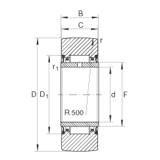 支撐型滾輪 NA2206-2RSR, 無軸向引導(dǎo)，兩側(cè)唇密封