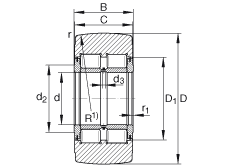 支撐型滾輪 NNTR70X180X85-2ZL, 滿裝滾子，軸向引導，兩側唇密封