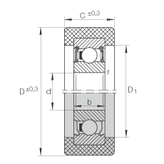 滾輪 KLRZ12X41X16-2RSR, 帶塑料箍，兩側密封