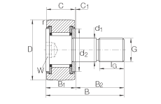 螺栓型滾輪 KR16-SK-PP, 軸向引導(dǎo)，兩側(cè)用塑料推力平墊圈