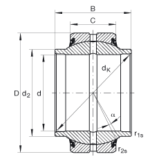 關節軸承 GE40-HO-2RS, 根據 DIN ISO 12 240-1 標準, 需維護，兩側唇密封