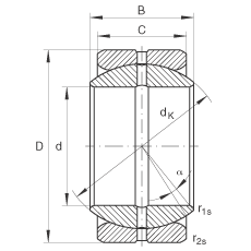 關節軸承 GE44-ZO, 根據 DIN ISO 12 240-1 標準，英制尺寸，需維護