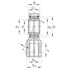 液壓桿端軸承 GIHNRK50-LO, 根據(jù) DIN ISO 12 240-4 標(biāo)準(zhǔn)，帶右旋螺紋夾緊裝置，需維護(hù)