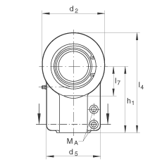 液壓桿端軸承 GIHNRK70-LO, 根據 DIN ISO 12 240-4 標準，帶右旋螺紋夾緊裝置，需維護