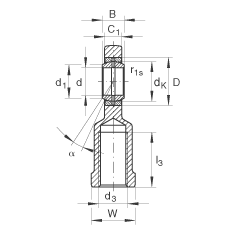 桿端軸承 GIR17-DO, 根據 DIN ISO 12 240-4 標準，帶右旋內螺紋，需維護