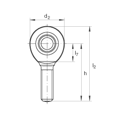 桿端軸承 GAL45-UK-2RS, 根據 DIN ISO 12 240-4 標準，帶左旋外螺紋，免維護，兩側唇密封