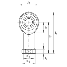 桿端軸承 GIKR20-PW, 根據 DIN ISO 12 240-4 標準，帶右旋內螺紋，需維護