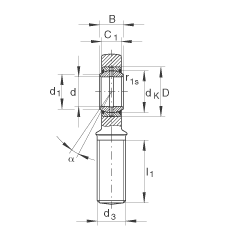 桿端軸承 GAL70-DO-2RS, 根據 DIN ISO 12 240-4 標準，帶左旋外螺紋，需維護，兩側唇密封