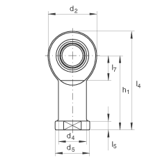 桿端軸承 GIR17-UK, 根據(jù) DIN ISO 12 240-4 標準，帶右旋內(nèi)螺紋，免維護