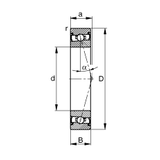 主軸軸承 HSS71918-C-T-P4S, 調節，成對安裝，接觸角 α = 15°，兩側唇密封，非接觸，加嚴公差