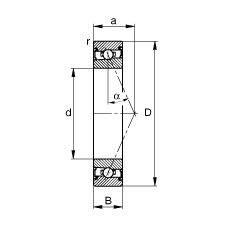 主軸軸承 HSS71906-E-T-P4S, 調(diào)節(jié)，成對安裝，接觸角 α = 25°，兩側(cè)唇密封，非接觸，限制公差