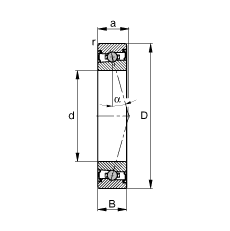 主軸軸承 HCS71918-C-T-P4S, 調節，成對安裝，接觸角 α = 15°，兩側唇密封，非接觸，限制公差