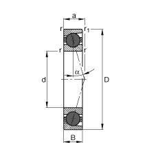 主軸軸承 HCB7202-C-T-P4S, 調節，成對或單元安裝，接觸角 α = 15°，陶瓷球，限制公差