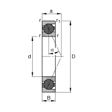 主軸軸承 HCB7200-E-T-P4S, 調(diào)節(jié)，成對(duì)或單元安裝，接觸角 α = 25°，陶瓷球，限制公差