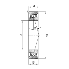 主軸軸承 HS7022-C-T-P4S, 調節(jié)，成對安裝，接觸角 α = 15°，限制公差