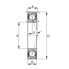 主軸軸承 B7013-C-2RSD-T-P4S, 調(diào)節(jié)，成對(duì)安裝，接觸角 α = 15°，兩側(cè)唇密封，非接觸，加嚴(yán)公差