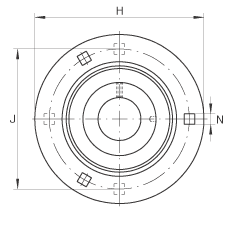 軸承座單元 RA12, 帶三個/四個螺栓孔的法蘭的軸承座單元，沖壓鋼板，偏心鎖圈，P型密封