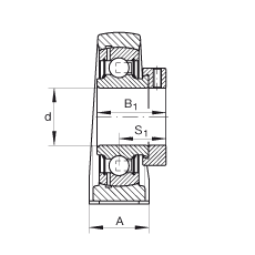 直立式軸承座單元 PAK30, 鑄鐵軸承座，外球面球軸承，根據(jù) ABMA 15 - 1991, ABMA 14 - 1991, ISO3228 帶有偏心緊定環(huán)