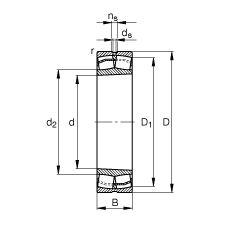 調心滾子軸承 22214-E1-K, 根據 DIN 635-2 標準的主要尺寸, 錐孔，錐度 1:12